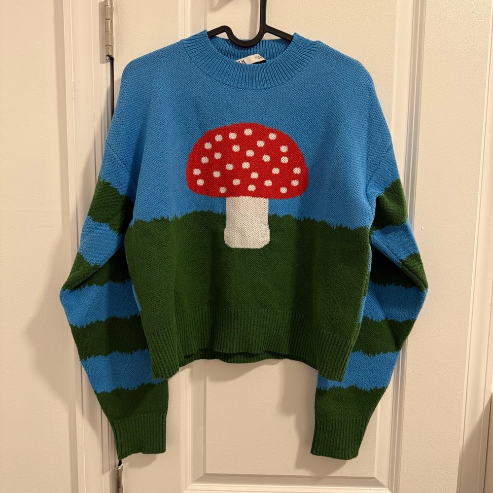 ZARA MUSHROOM PATTERN SWEATER size S - Picture 5 of 9
